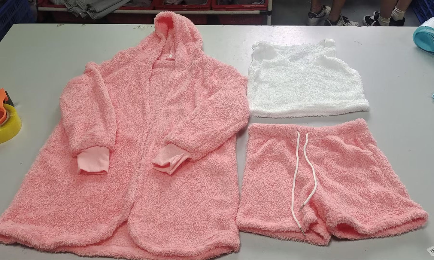 Crop Top, Long Sleeves and Shorts with Drawstring