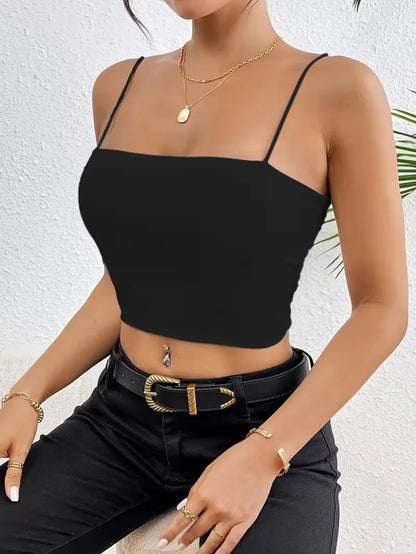 Crop top with spaghetti straps