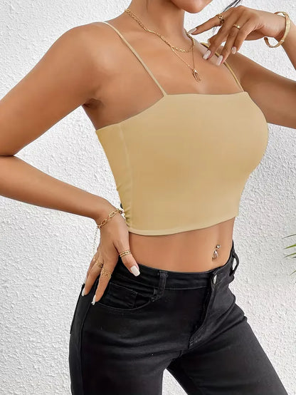 Crop top with spaghetti straps