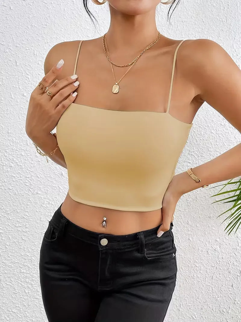 Crop top with spaghetti straps