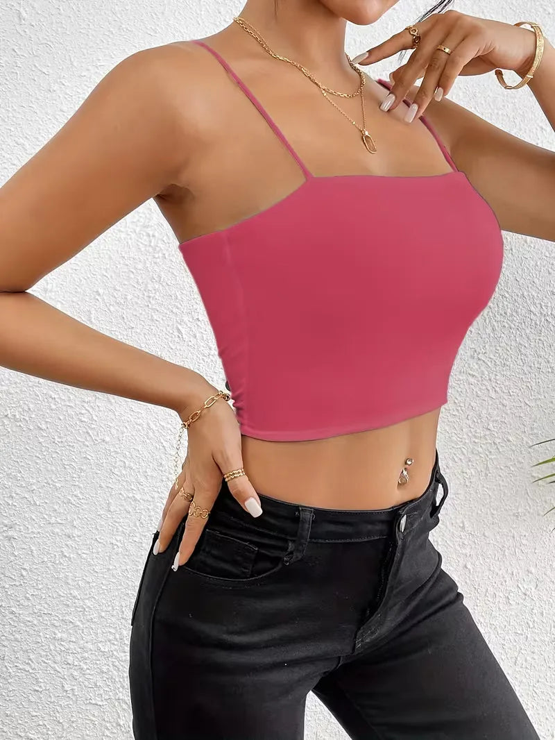 Crop top with spaghetti straps