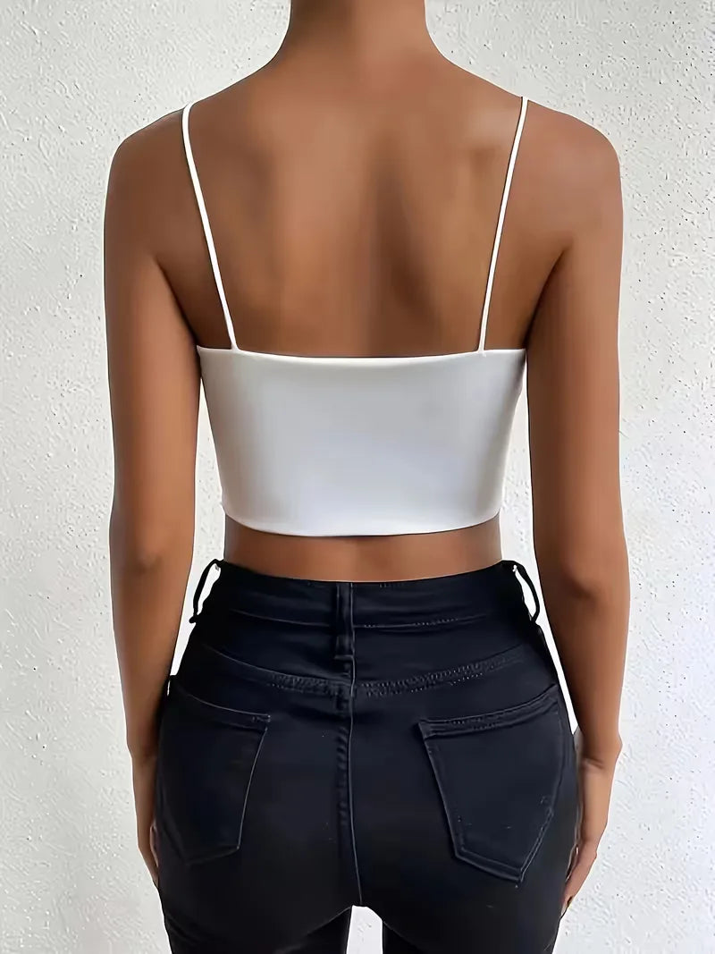 Crop top with spaghetti straps