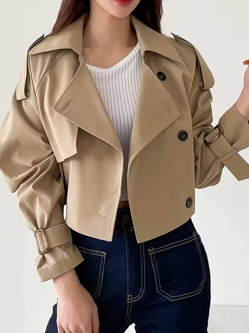 Cropped trench coat with double buttons