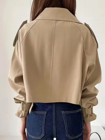 Cropped trench coat with double buttons