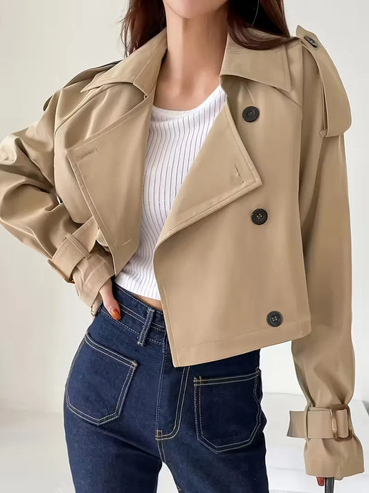 Cropped trench coat with double buttons