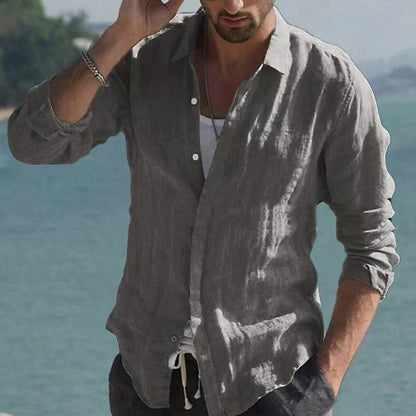Linen Men's Shirt with Spread Collar – Jam