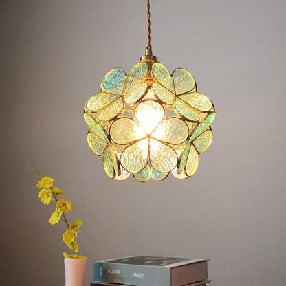 Lampă suspendată din sticlă în formă de floare, design nordic