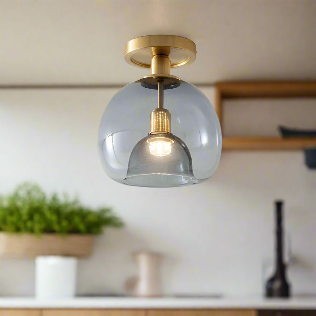 Stylish Ceiling Light in Grey Glass