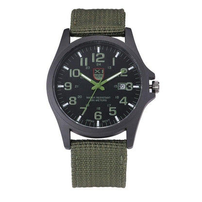 Robust Military Style Watch with Illuminated Dial