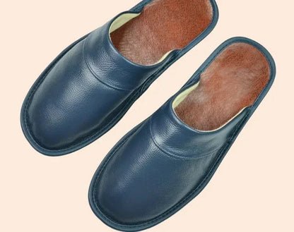 Daan | Black Leather Men's Slippers