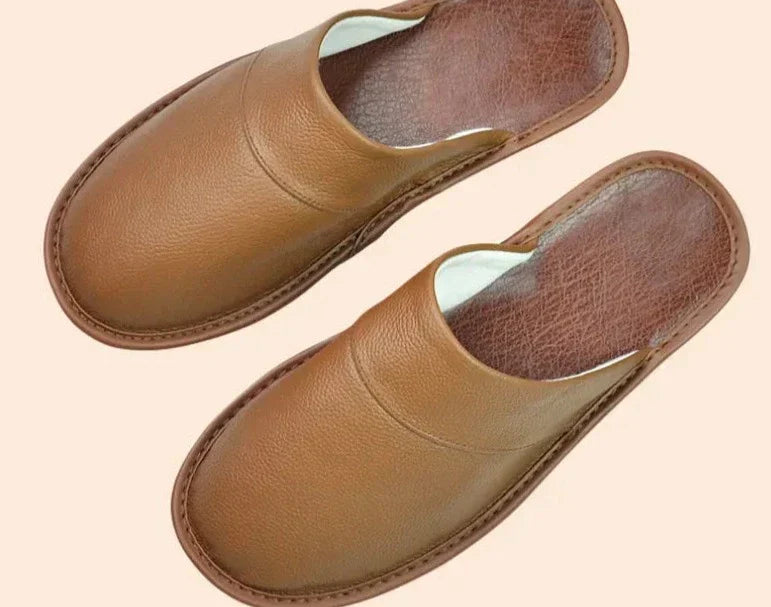 Daan | Black Leather Men's Slippers