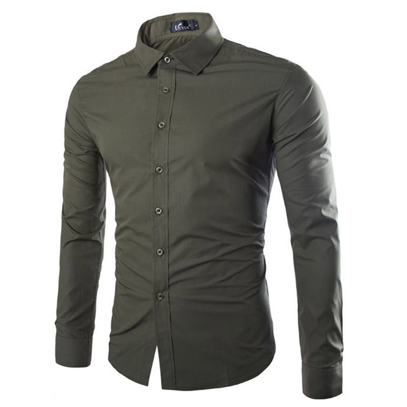 Daan | Plain Black Slim Fit Men's Shirt