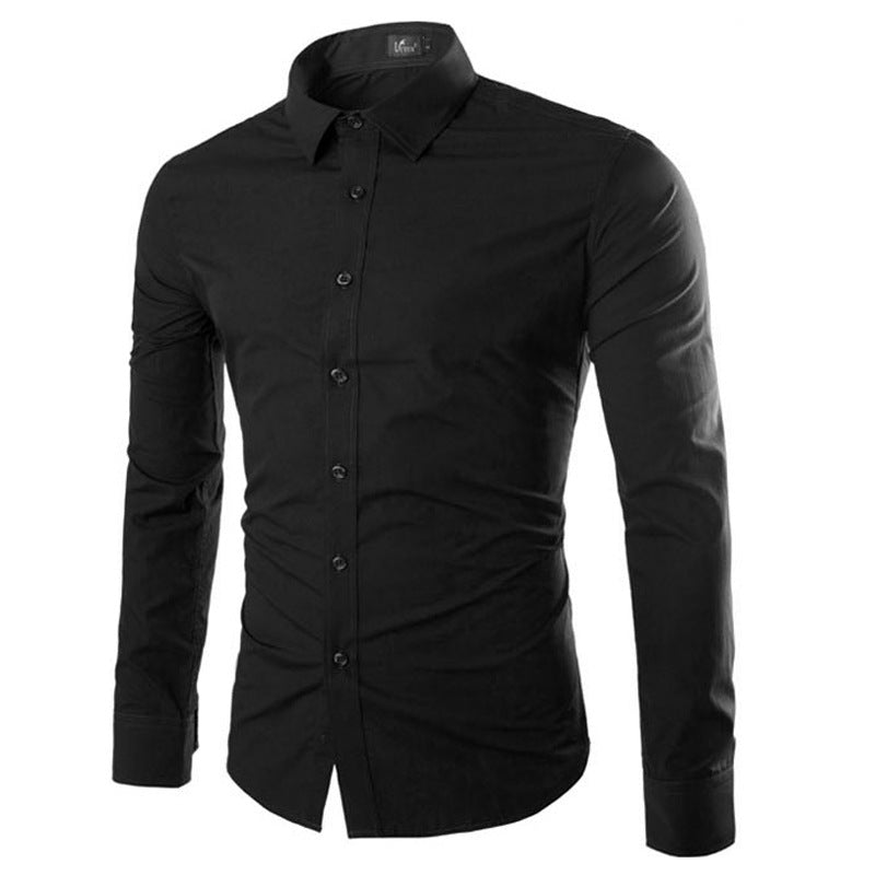 Daan | Plain Black Slim Fit Men's Shirt