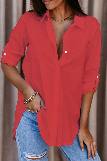 Ademend Oversized Blouse with Long Sleeves for Women