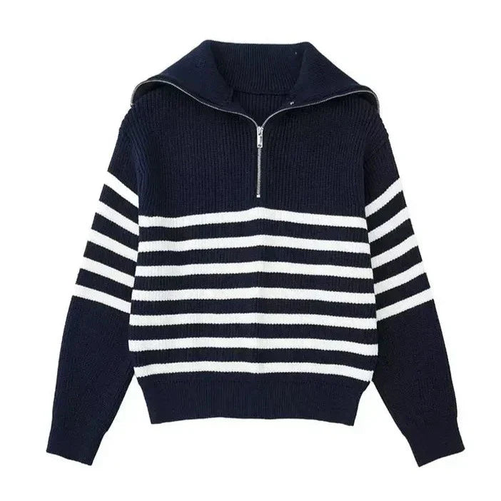 Damian | Striped Zip Sweater