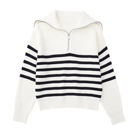 Damian | Striped Zip Sweater