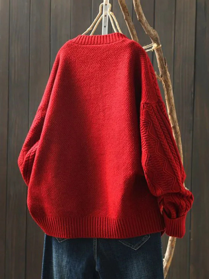 Ladies Oversized Cardigan with Cable Pattern and Button Closure