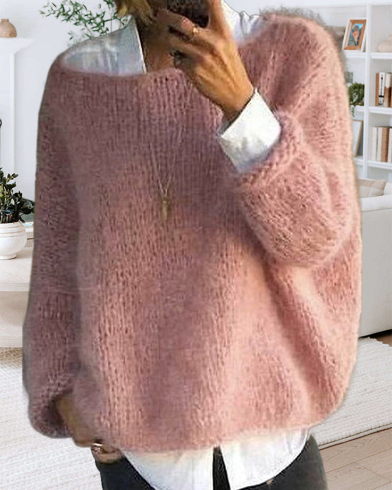 Danique Mell | Plain Off-Shoulder Fluffy Jumper