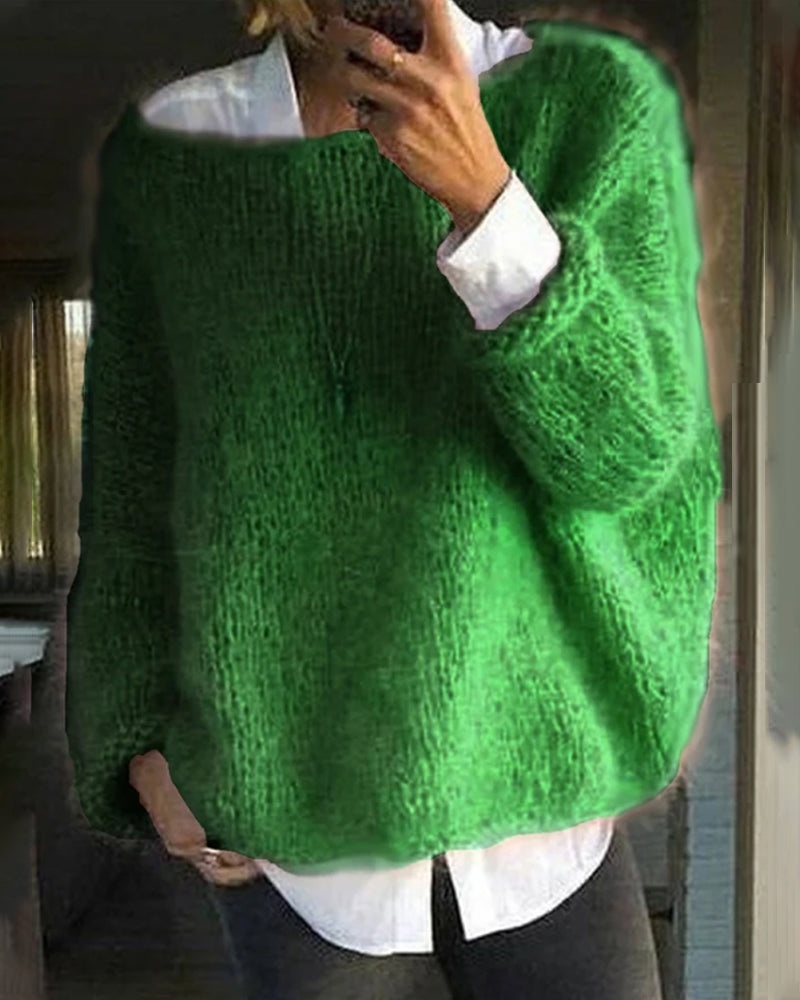 Danique Mell | Plain Off-Shoulder Fluffy Jumper