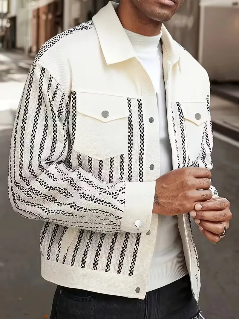Denim Jacket with Striped Pattern