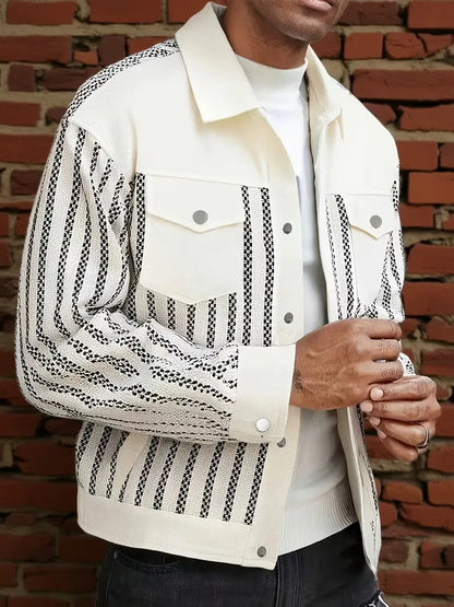 Denim Jacket with Striped Pattern