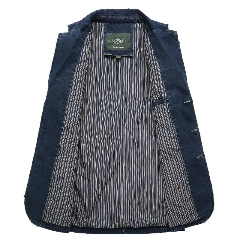 Hugo | Denim blazer with lapel collar and patch pockets