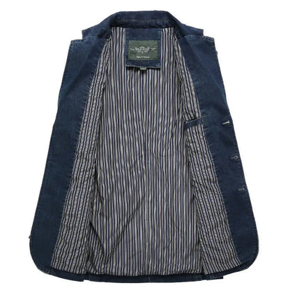 Hugo | Denim blazer with lapel collar and patch pockets