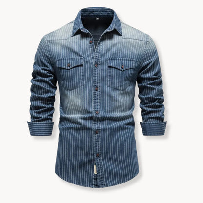Hugo | Denim shirt with striped pattern and chest pockets