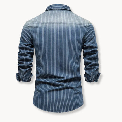 Hugo | Denim shirt with striped pattern and chest pockets