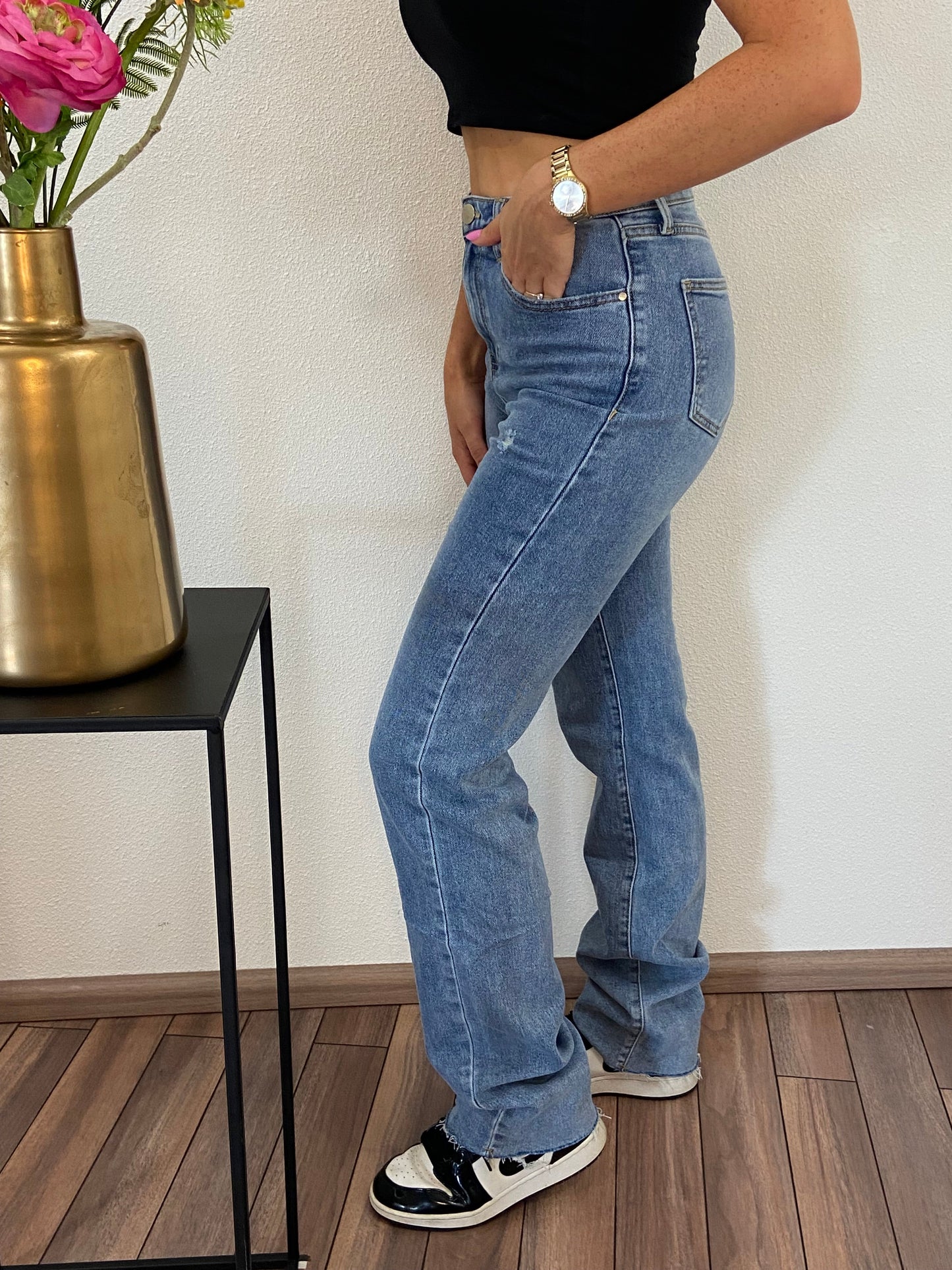 Denim pants with a straight cut for women - Dari