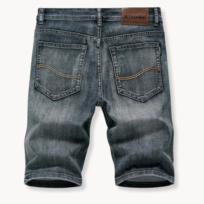 Denim shorts with zip and button closure