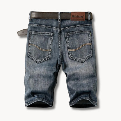 Denim shorts with zip and button closure