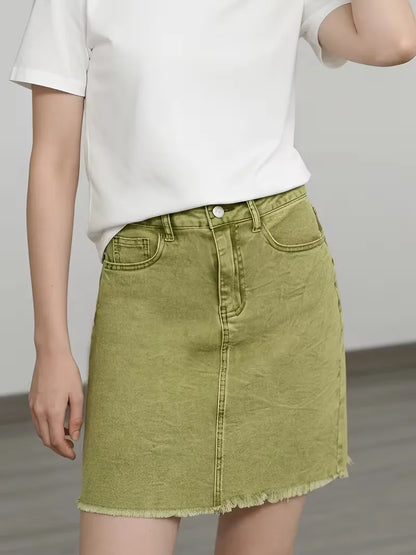 Denim skirt with high waist