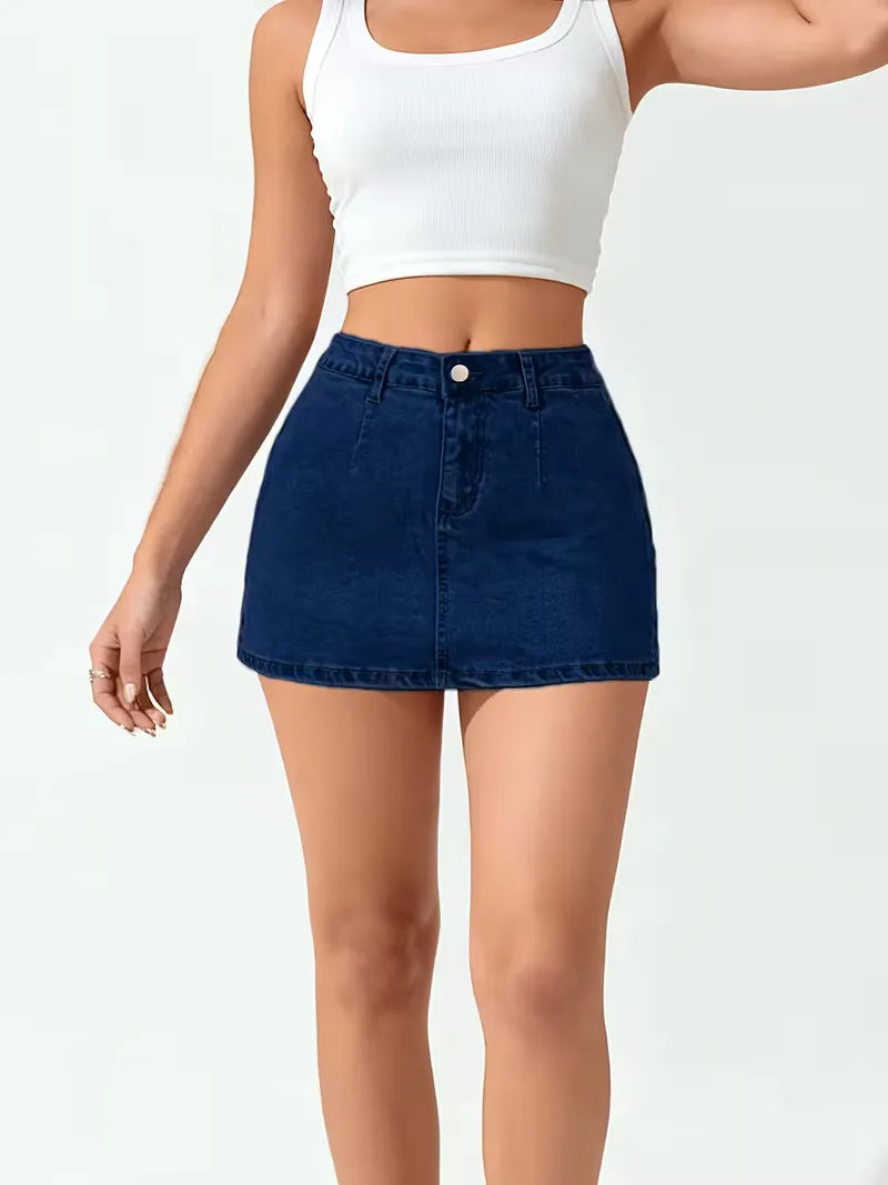 Denim skirt with high waist