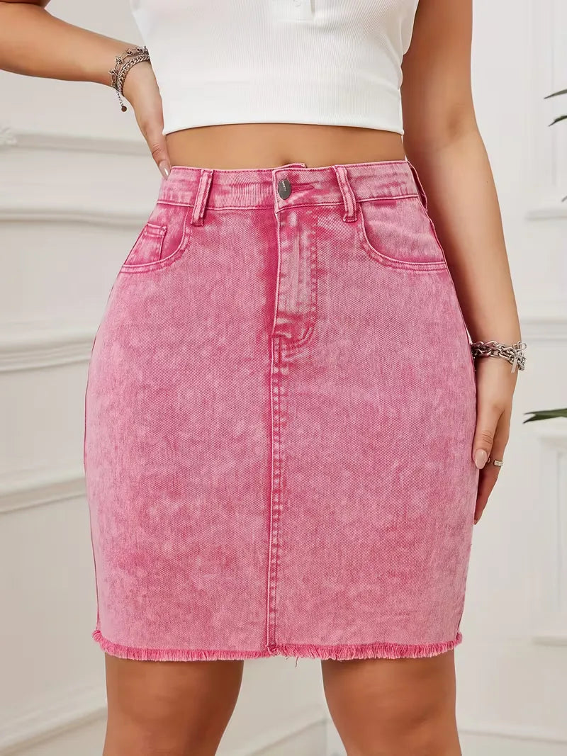 Denim skirt with high waist