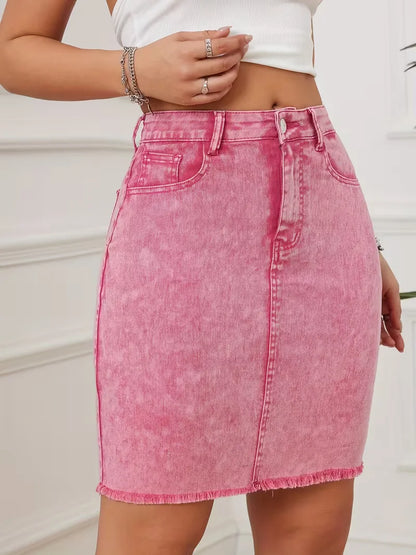 Denim skirt with high waist