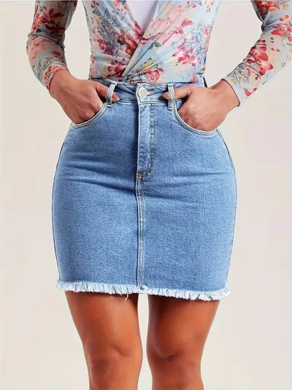 Denim skirt with high waist