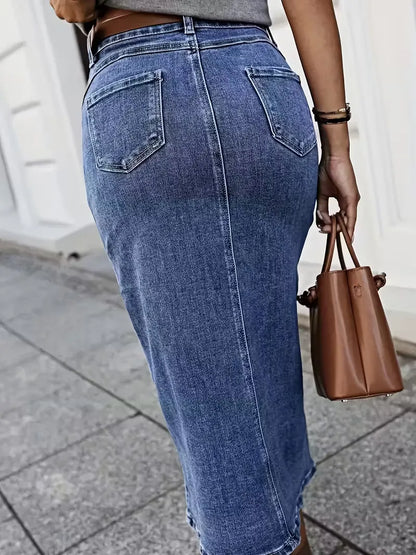 Denim skirt with split