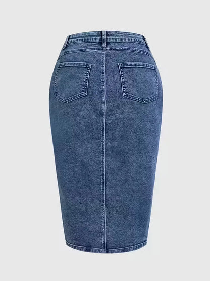 Denim skirt with split