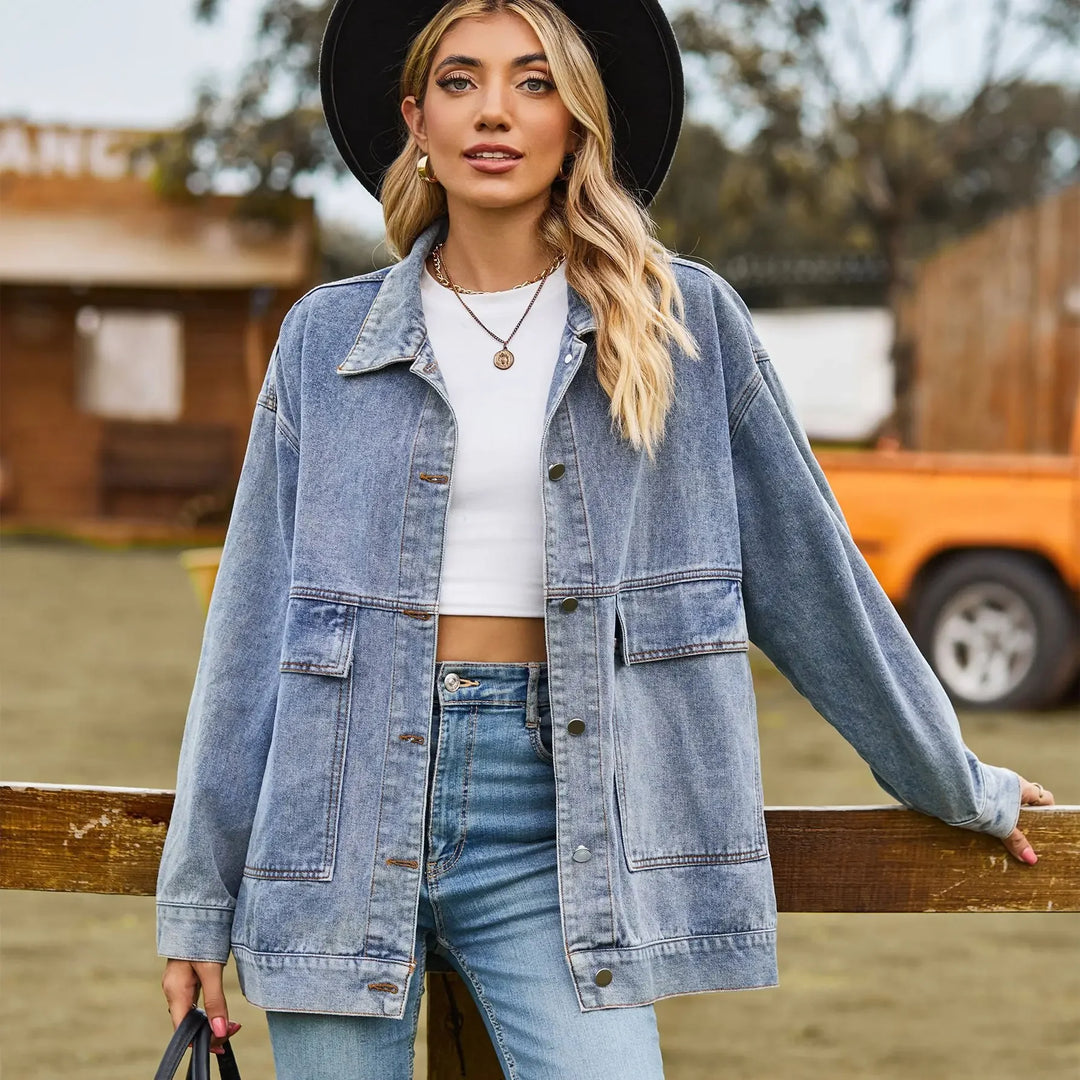 DenimCharm – Classic Vintage Denim Jacket for Women