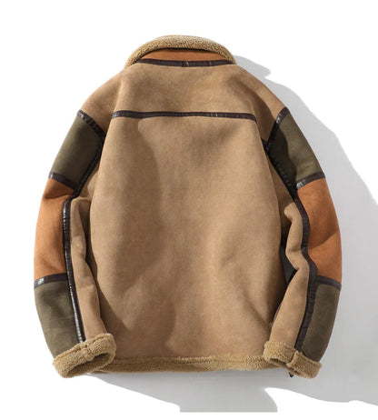 Giacca da uomo in shearling con blocchi di colore – Foderata e dal taglio rilassato