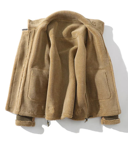 Giacca da uomo in shearling con blocchi di colore – Foderata e dal taglio rilassato