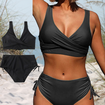 High Waist Bikini Set with Adjustable Straps and Timeless Design