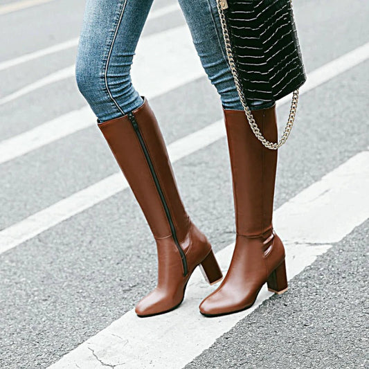 Botas de tacón para mujer - Botas hasta la rodilla con cremallera | Daisy