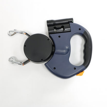 Double retractable dog leash with 360° rotation