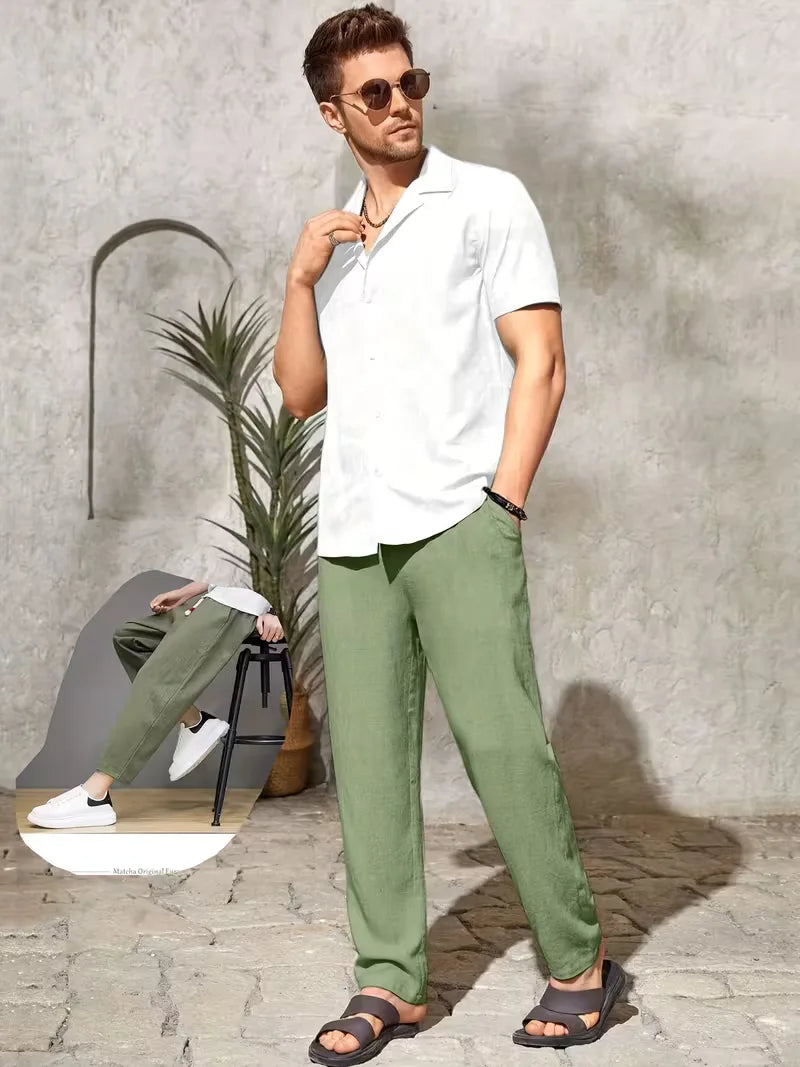 Drawstring Trousers with Straight Leg