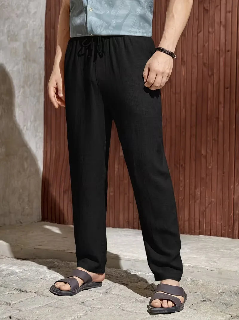 Drawstring Trousers with Straight Leg