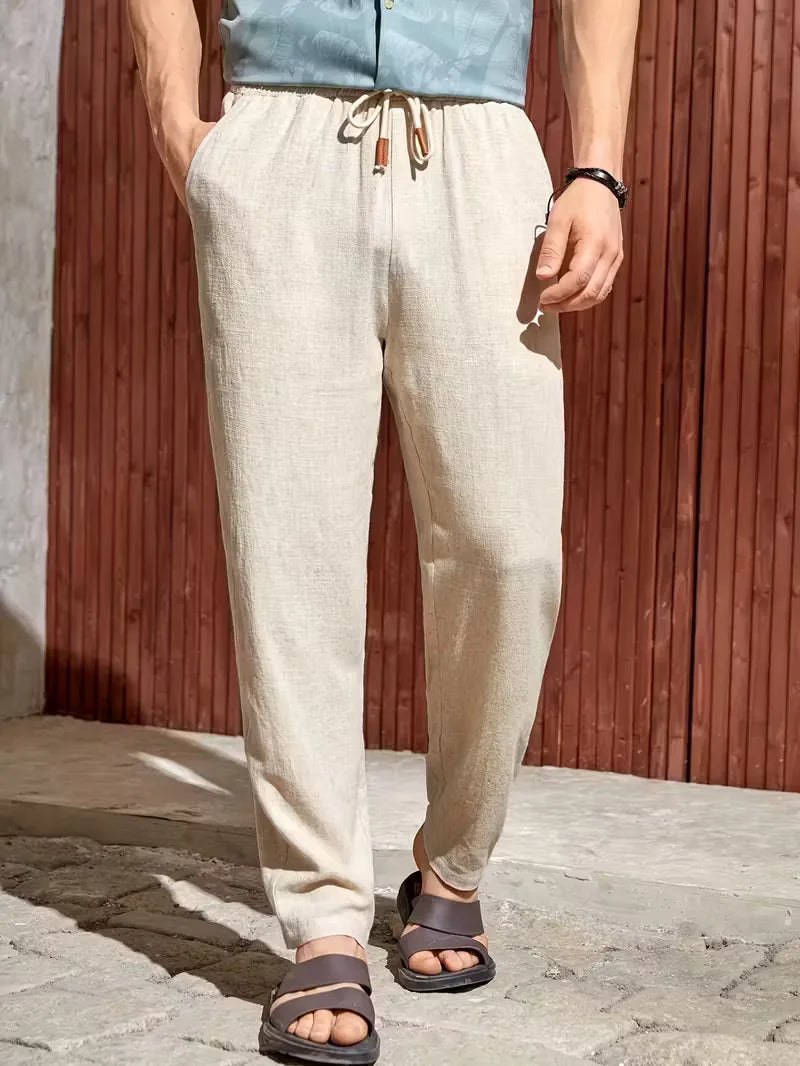 Drawstring Trousers with Straight Leg