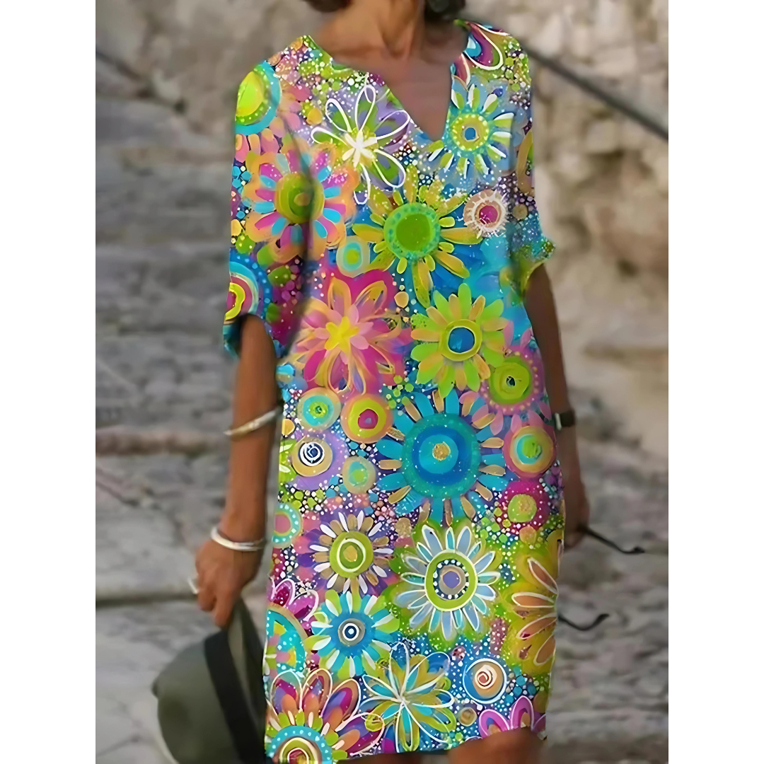 Dress with V-neck and floral print - Jelissa