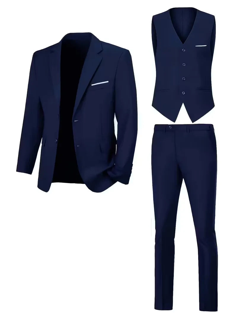 Costume trois pièces pour homme, coupe slim et finition brillante
